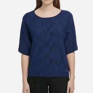DKNY Jeans Navy Blue Dolman Sleeve Sweater Top - Large
